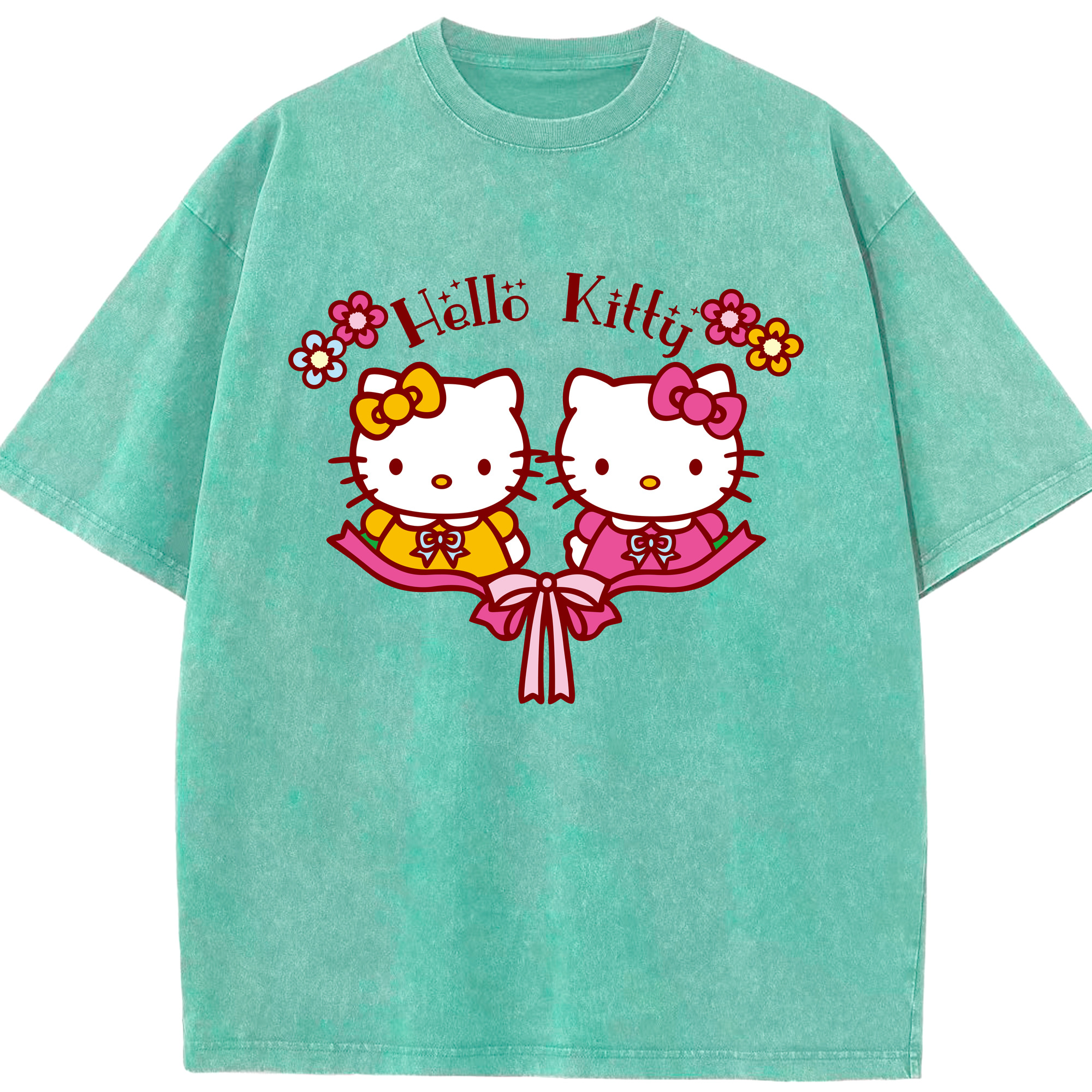（画像用） Hello Kitty ハローキティ 綿100% ヴィンテージ風 半袖Tシャツ（フロントプリント）